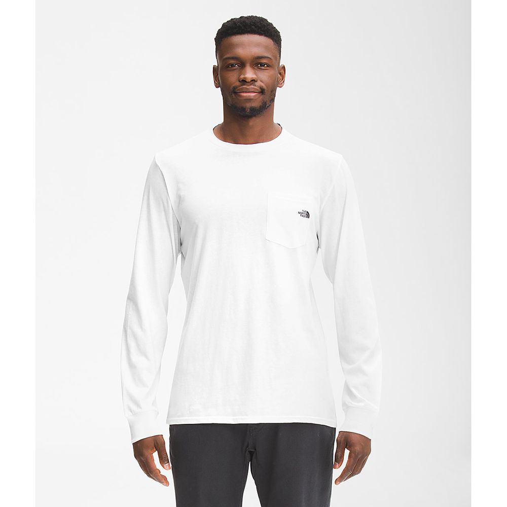 The North Face Long Sleeve Mens Australia - The North Face Long Sleeve Woodmont Pocket White (RBW-34